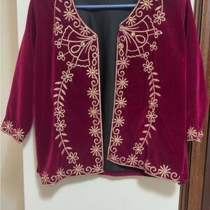 Vintage Red Embroidered Jacket | Unique Statement Piece